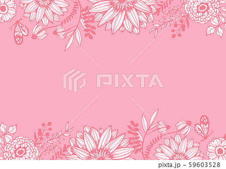 花柄の背景素材 レトロ ポップ 手書きイラスト ピンクのイラスト素材
