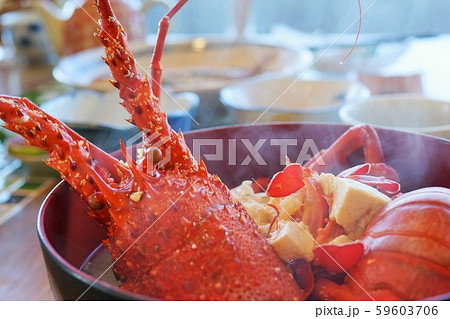 伊勢海老　伊勢海老祭り　いせえび　イセエビ　イセエビ料理　味噌汁　素材　阿久根市　鹿児島県　背景 59603706