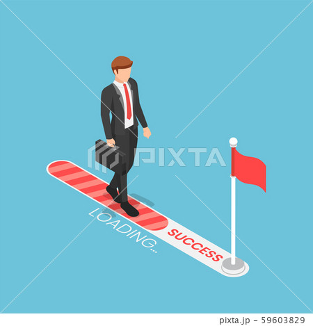 Isometric businessman walking on progress loading 59603829