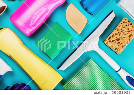 cleaning supplies, detergents and cleaning products. The contrast of colors cleaning supplies, detergents and cleaning products. The contrast of colors 59603932