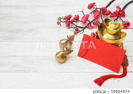 Chinese New Year decoration on wooden background Chinese New Year decoration on wooden background 59604974