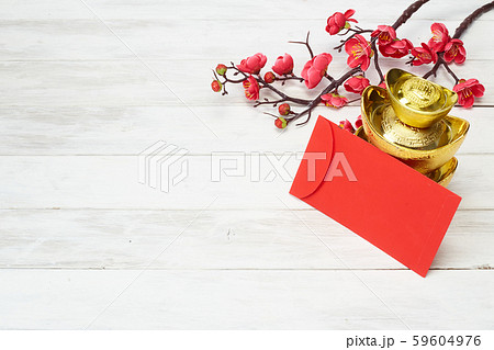 Chinese New Year decoration on wooden background Chinese New Year decoration on wooden background 59604976