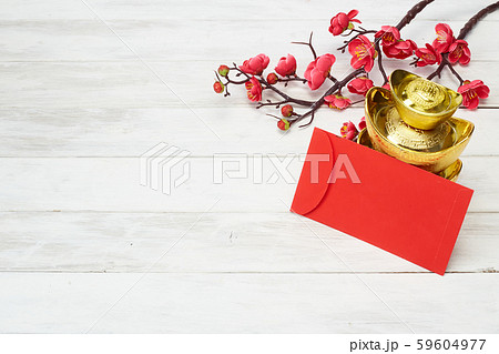 Chinese New Year decoration on wooden background 59604977