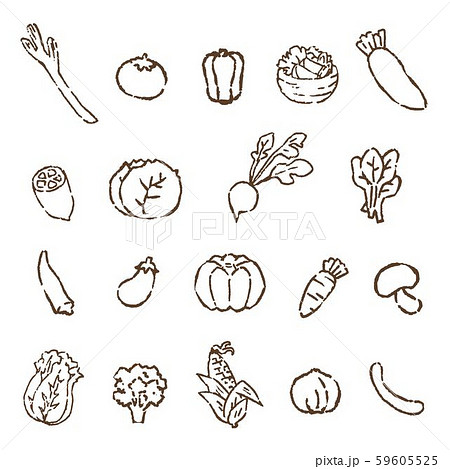 手書き風 可愛い野菜のイラスト ベクターのイラスト素材