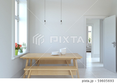 インテリア 北欧インテリア ダイニング 食堂のイラスト素材 59605693 Pixta