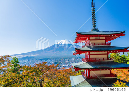 山梨県 新倉山浅間公園 新倉富士浅間神社 富士山 山梨県 新倉山浅間公園 新倉富士浅間神社 富士山 59606146