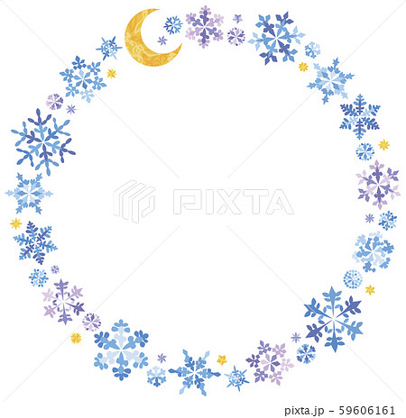 雪の結晶 月 フレームのイラスト素材