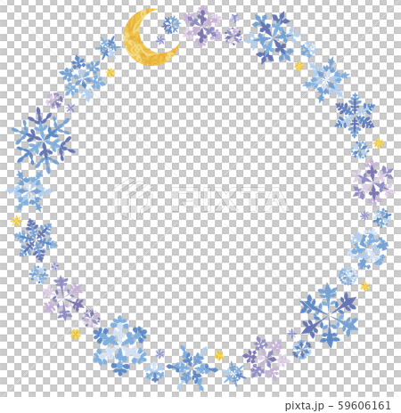 雪の結晶 月 フレームのイラスト素材