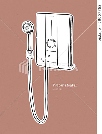 water heater with shower, hnad draw sketch vector. water heater with shower, hnad draw sketch vector. 59607768