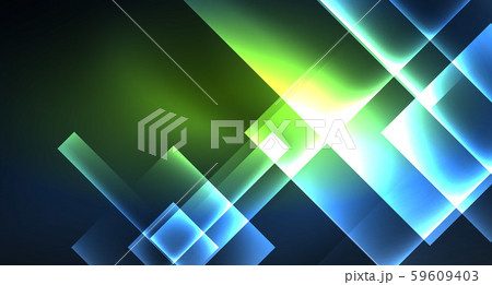 Neon glowing techno square rectangle lines, blue hi-tech futuristic abstract background 59609403