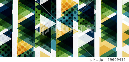Banner with multicolored mosaic triangle geometric design on white background. Abstract texture Banner with multicolored mosaic triangle geometric design on white background. Abstract texture 59609455