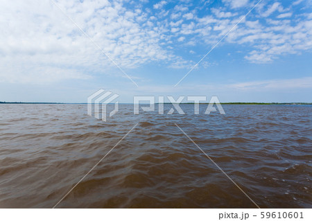 Meeting of Waters. Brazilian rivers confluence 59610601