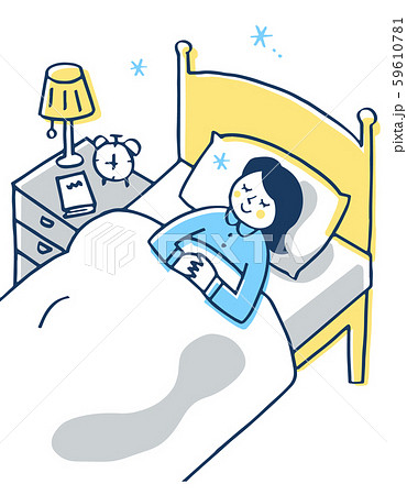 ベッドですやすや眠る女性 59610781