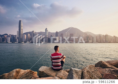 Hong Kong cityscape at sunset 59611266