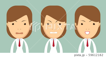 Set of woman's emotions. Facial expression. Girl Avatar. 59612162