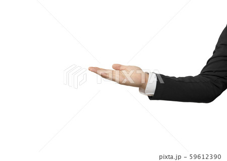 ビジネス　ジャケットブラック　腕　背景ホワイト 59612390