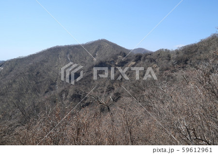 赤城山 つつじケ峰より銚子の伽藍を見るの写真素材