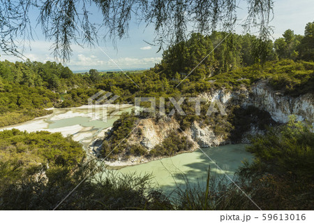 ニュージーランド　ワイ・オ・タプ　展望台からのアルム・クリフ 59613016