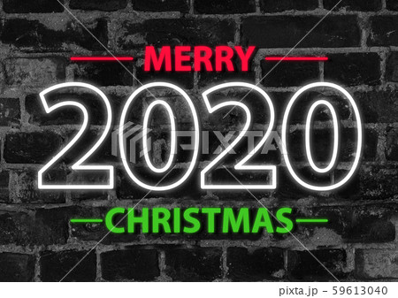 2020 in neon multi colour, parallel lines pattern on black brick background 2020 in neon multi colour, parallel lines pattern on black brick background 59613040