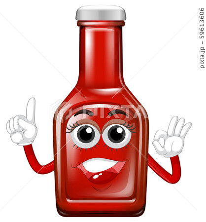 Happy Ketchup on White Backgrund Happy Ketchup on White Backgrund 59613606