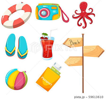A Set of Summer Beach Element A Set of Summer Beach Element 59613610