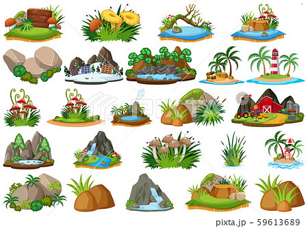 Large group of isolated objects theme - landforms Large group of isolated objects theme - landforms 59613689