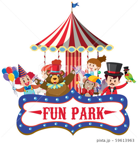 Sign template for fun park with circus animals 59613963