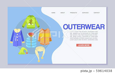 Winter clothes or outerwear web template, vector illustration. Clothing for outdoor activities web Winter clothes or outerwear web template, vector illustration. Clothing for outdoor activities web 59614038