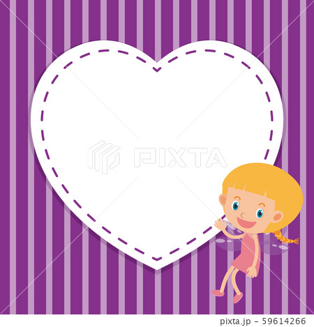 Frame template design with girl and heart 59614266