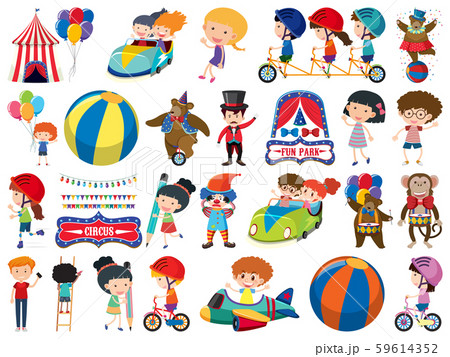Large set of isolated objects of kids and circus Large set of isolated objects of kids and circus 59614352