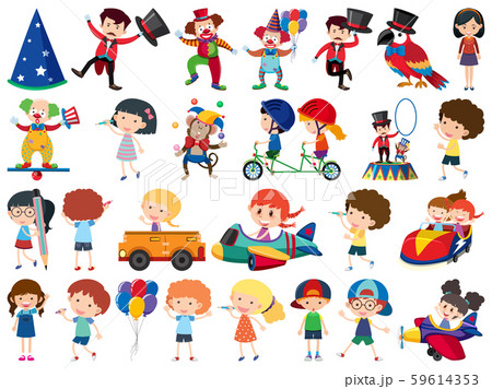 Large set of isolated objects of kids and circus Large set of isolated objects of kids and circus 59614353