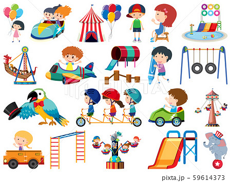 Large set of isolated objects of kids and circus 59614373