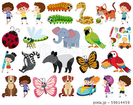 Set of isolated objects theme children and animals 59614459