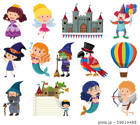 Set of fairytale characters on white background 59614488
