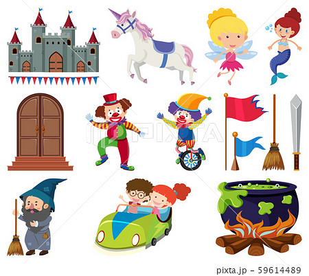 Set of fairytale characters on white background 59614489