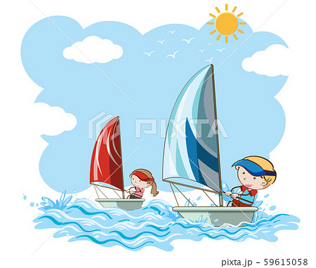 Sailboat Competition on White Background Sailboat Competition on White Background 59615058