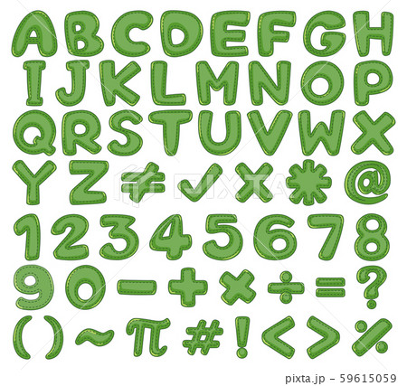 Green English Alphabet and Number 59615059