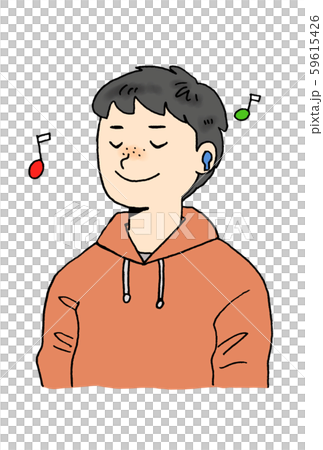 音楽を聴く男性のイラスト素材