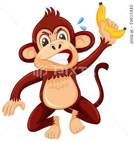 An angry monkey on white background - Stock Illustration [59615883] - PIXTA