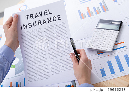 travel insurance concept, documents on the desktop 59616253