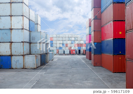 Container yard in the port to wait for export and Container yard in the port to wait for export and 59617109