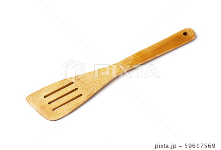 Bamboo spatula isolated on white background 59617569