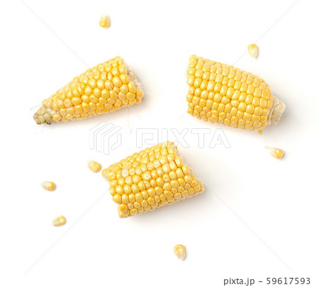 Broken corn on cobs kernels peeled 59617593