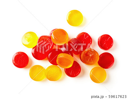 Colorful fruit hard candy isolated 59617623