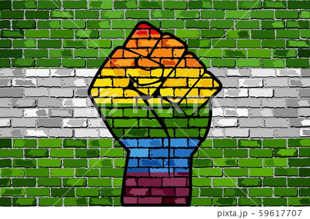 LGBT Protest Fist on a Rotterdam Brick Wall Flag 59617707