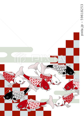 鯉をモチーフに和紋様をあしらった和柄カット	 59618253