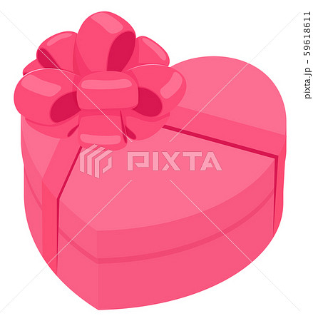 ハートのプレゼントの箱イラスト ピンク フラワーリボン バレンタインのイラスト素材