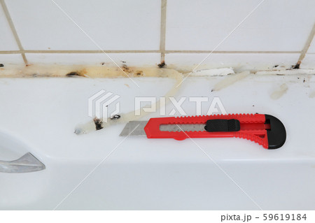 Bathroom renovation, old silicone removal 59619184