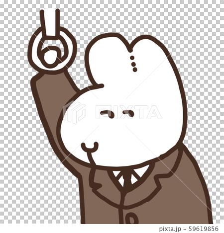 横を見ながら吊り革に捕まるビジネスマン白うさぎ 59619856