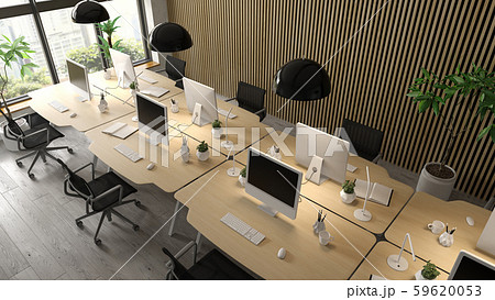 Interior of modern office room 3D rendering 59620053